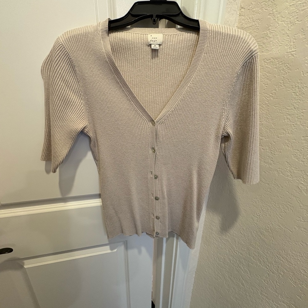 a new day Light Beige Ribbed Cardigan